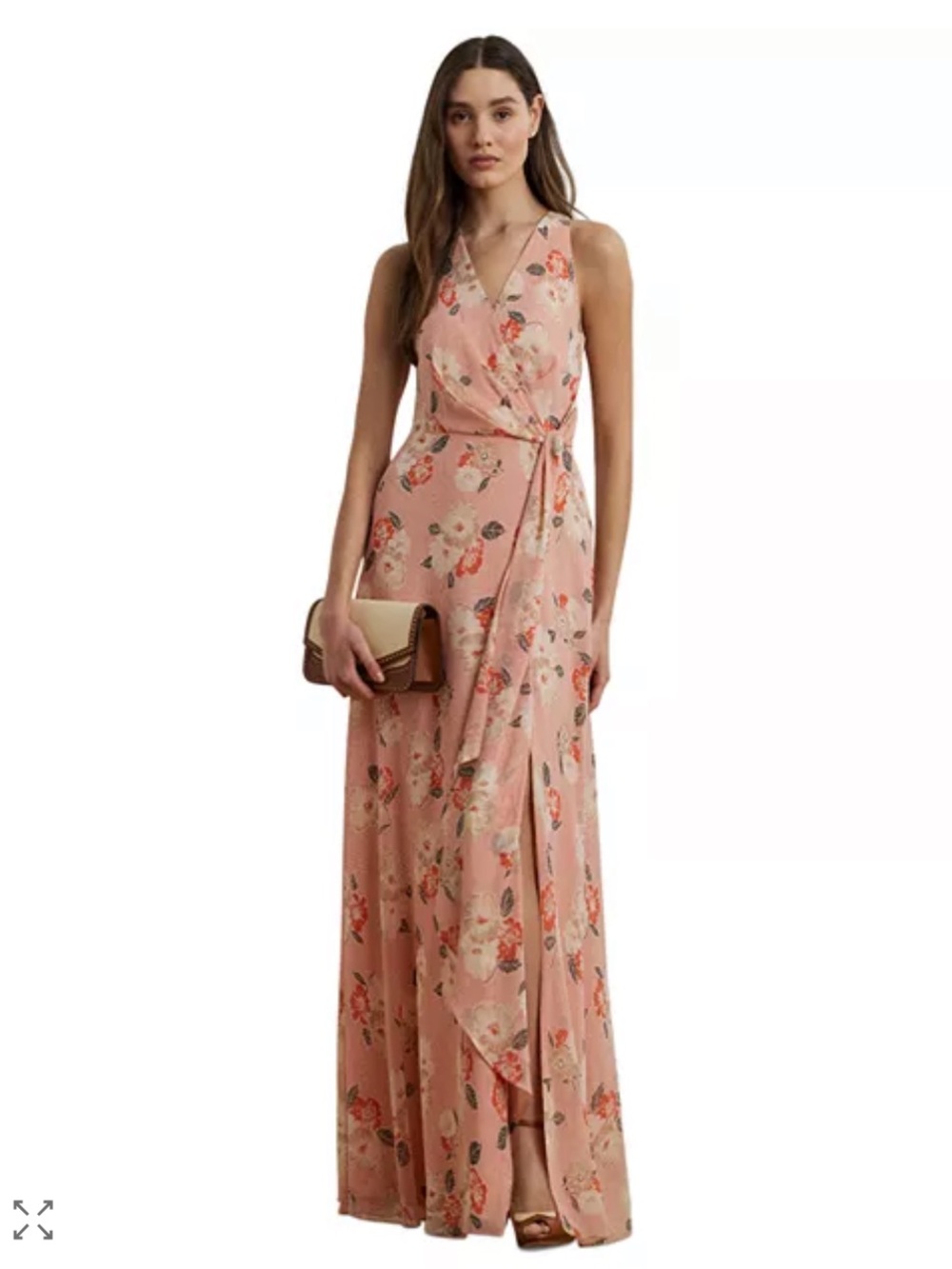 NWT Lauren Ralph Lauren Floral Trim Georgette Gown Size 14